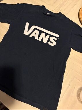 Vans Navy Tee with White Logo - Short Sleeve